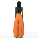 Vintage | Scissor Three-Dimensional Cut | Loose Broad-Legged Jeans Women's Orange Trousers