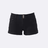 YC& Vintage Low-Rise Spice Girls Double Buckle-Up-And-Pair Slimming Shorts Hot Pants Elastic Jeans Woman