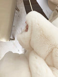 Et-Bunny Fur Coat Women's Winter New Loose Fur Short Top Hoodie / Collar