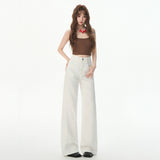 Summer Explosion White Rystal Laisier Jeans Thin High-Waisted Tug Straight Loose Ice Silk Pants