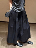 Black Sky Silk Ice Silk Linen Broad Leg Skirt Women's Summer Thin High-Waist Loose Apparent Thin Lazy Cotton Tanscreen Trousers