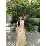 2025 Little Daiss ¡¤ Seaside Vacation Sky Silk Embroidered Breast Coat / Heavy Industry Rope Half-Dress