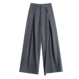25 Autumn And Winter New High-Rise Gray Suit Pants High Waist Pressure Folds Thin And Narrow Version Of Broad Leg Pants Straight Casual Trousers Women
