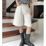 Vintage Willow Design Loose Denim Shorts Wide Leg Pants Women's Summer Casual Five-Point Trousers