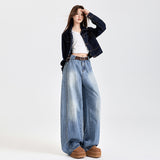 Bamboo Festival Deconstructs Loose Scissors Jeans Men And Women Retro Water Wash Broad Legs New Leisure Trousers Snow Neil