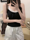 765# Pure Sexual Lace Splicing Pit Sling Sling Vest Woman With Chest Mat Inside Slimming Bottom Shirt