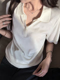 2026 Book Curly Wool Old Money Wind Polo Collar Very Simple And Refreshing Temperament Knitted Shirt Girl Spring