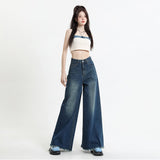 Wash Retro Subculture Black Gray Broad-Legged Jeans Women Sweeping Pants Elephant Leg Trousers Feet On The Feet