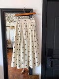 French Retro Linen Wave Half-Dress Woman Summer Long High-Waist Pressure Folding Casual A-Supple Skirt