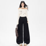 Vintage Dark Star Multi-Rivet Design Metal Decoration High Street Straight Broad Leg Pants Yichun Pattern