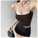 9122 #People Cotton Lace Side Sexy Hottie Sling Vest Women's Clothing 2025 Summer Outside Wearing Inside And Out Of The Repair Body