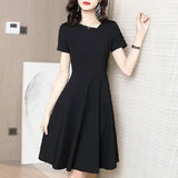 French Vintage Dress Woman 2025 Summer New Hepburn Black Temperament High-End Skinny Little Black Dress