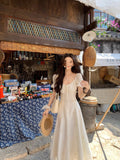 A Sweet Peach Yikett In The Escape Of The Princess Dress Summer Temperamental Holiday Style Thin Design Feel White Dress