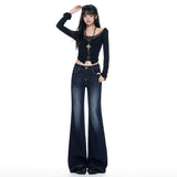Hottie | No Legging Horseshoe Trousers Blue Gray Micro-Tipped Jeans Women Autumn 2026 New High-Rise Thin