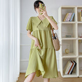 Summer Pregnant Women's Dress Fashion Large-Size Short Sleeve Long Over The Knee Cover Small Fresh Loose Temperament Korean Version Sweet