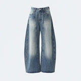 YC& Vintage High- Waisted Broad Legs Nts Small Design Studs High Street Jeans Women & Long Pants