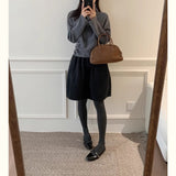 Retro Hairy A Version Of The Women's Autumn And Winter New Korean Minimalist Pressure Folds Thin Long Skirt