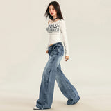 24Th Ootd! Rated Level | Heavy Craft Cat Wash Jeans Drag Floor Loose Straight Trousers