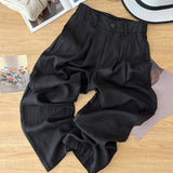 Tiansi Linen Broad Leg Pants Women Summer Thin 2026 New High-Waisted Cotton Trousers Trousers Straight Trousers