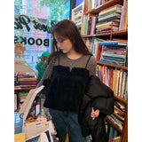 Korean Chic Winter Atmosphere Sense Of The Mood Of The Age-Reduced Design Of The Gentle Temperament Wearing Lamb Hair Sling Vest Woman