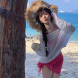 White Long-Sleeved Sunscreen Little Shirt Female Korean Version Of The Summer Thin Hottie Seaside Air Conditioning Hoodie Outside The Top