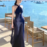 2025 French Temperament Sling Light Dress Dress Women's Small Day Evening Dress Hanging Neck Dress