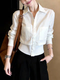 2026 Early Spring New Simple High-End Design Feel Huge Good-Looking Temperament White Fake Two-Piece Women's Clothing