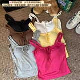1062# Human Cotton Tie Bow With Small Sling Vest Women's Summer 2025 New Hot Girl Style Solid Color Wear Clothes