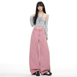 Street Hottie Broad Leg Trousers Design High Street Hanging Jeans Women Trousers Plus Pink Trousers