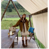[Original Snowflake Peel] Maillard Retro Leather Jacket Women's Autumn Loose Collar Casual Locomotive Jacket