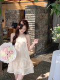 Holiday Wind Seaside Necromanite Hanging Neck Doll Dress Woman New Summer Gold Temperament Dress