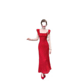 Small Flying Sleeves With Red Wave Dot Dress Women's Summer French Gentle Lotus Leaves Side To Collect Thin A Word Dress