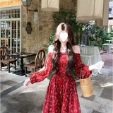 Super Beautiful Holiday Wind Red Broken Flower Bra Shoulder Dress To Collect Waist White Dress 2026