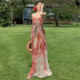 Romantic Flowers 2025 New Temperament Thin Niche High-Grade Tie Dye New Chinese Dress Women's Summer Vacation