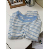 CHAO Class Recommendation!¾Þ Good To Wear White ~ Skin-To-Skin Breathable Linen Striped T-Shirt Women's Sunscreen Shirt