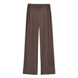 Purely Want Girl V-Shaped Waist-Hanging Feeling Modale Zip Thin Slacks Home Fitness Pants Wide Leg Trousers New