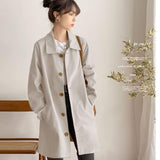 Windcoat Women's Long-Term Simple Early Spring And Autumn Top Female Korean Version Of Loose Students Solid Color Bhike Coat Tide In Women
