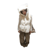 Little Bear Ears Macoat Hooded Hairy Jacket 2025 Spring And Autumn Shoulder Vest Fashion Adds Sweetness