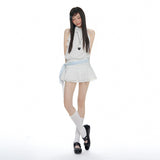 Summer 2026 | White Wave Point French Girl Sweet Sleeveless Hanging Dress