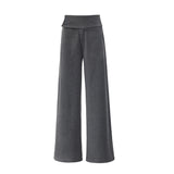 Casual Hanging With Thin Trousers Drag Loose Autumn And Winter New Side-Waist Buttons Waist Line Commuting Thin