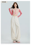 Mid-2025 New Dark Features Back Bag High-Waisted Broad-Legged Jeans Women Thin Straight-Tipped Loose Drag Trousers