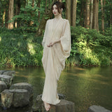 Chinese Fried Color Style Three-Dimensional Cutting Asymmetric Design New Chinese Dress
