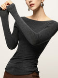 Germany Imported 100 Woolen Knitted Shirt Fashion Simple Word Collar Thin Wool Sweater Set On Top Of The Woman