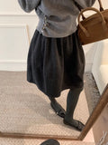 Retro Hairy A Version Of The Women's Autumn And Winter New Korean Minimalist Pressure Folds Thin Long Skirt