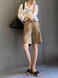2025 New Burst Summer Loose Summer Straight Summer Suit Trousers Five-Pointed Wide-Legged Shorts Women