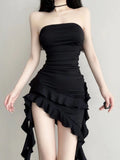 Fry Street Sweet Spice Girls Black Dress Women 2026 New Small Sexy Skinny Chest Short Dress