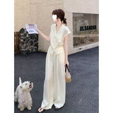 Summer Dress Wears A Set Of Two Sets Of Women's Summer 2026 New French Famous Vest Broad Leg Trousers Set