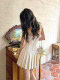 Seoul City Girl Handicraft Workshop Gold Buckle Flower Hanging Neck Sling Skirt Small Incense Vest Dress Summer White Dress