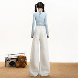 Relaxing Waist Casual Draw Rope Hanging Wide Leg Pants Sports Autumn And Winter Straight Trousers