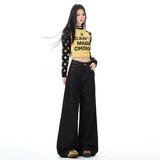 Black Gold Cowboy 2025 New High- Waist Vintage Fashion Loose Broad Legged Trousers Black Gold Nine